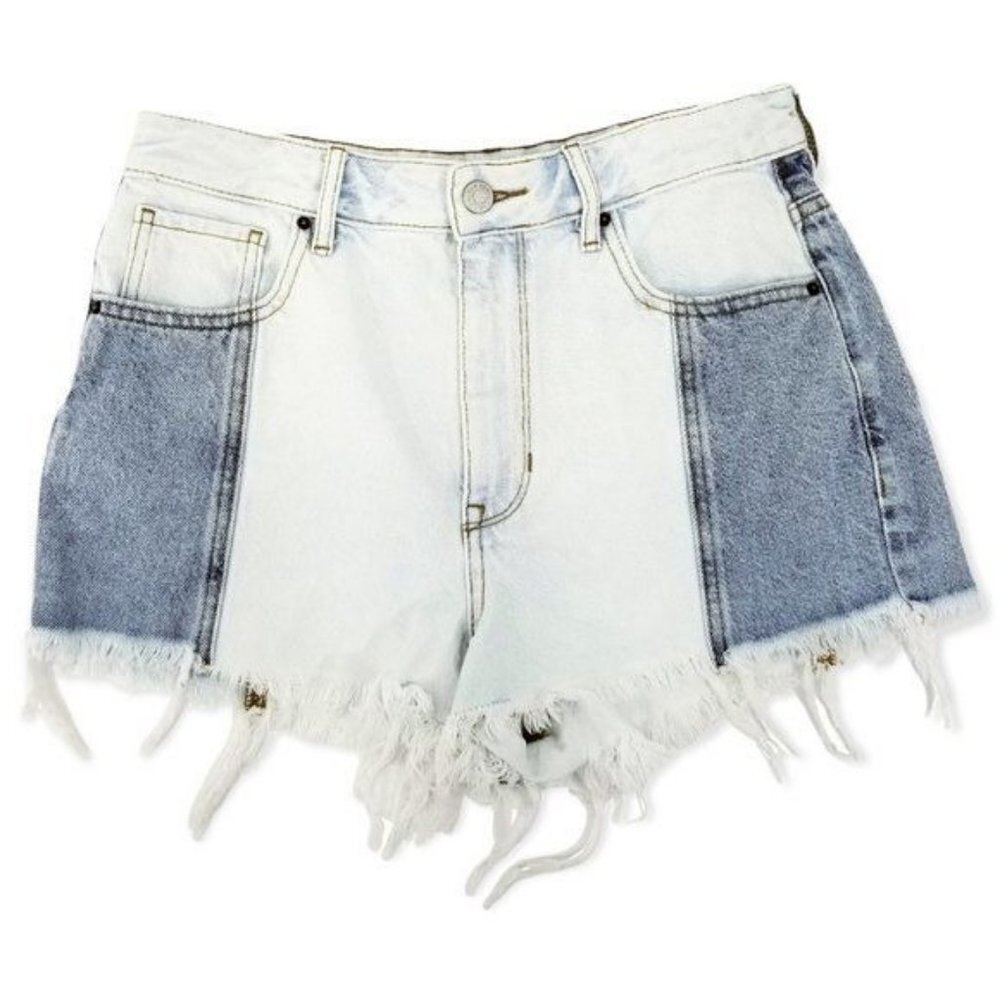 ⭐️Pacsun Size 27 High Rise Festival Denim Shorts Light Wash Dual Tone Patchwork